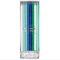 Blue & Green Glitter Candles
