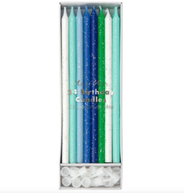 Blue & Green Glitter Candles