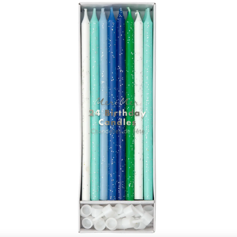 Blue & Green Glitter Candles