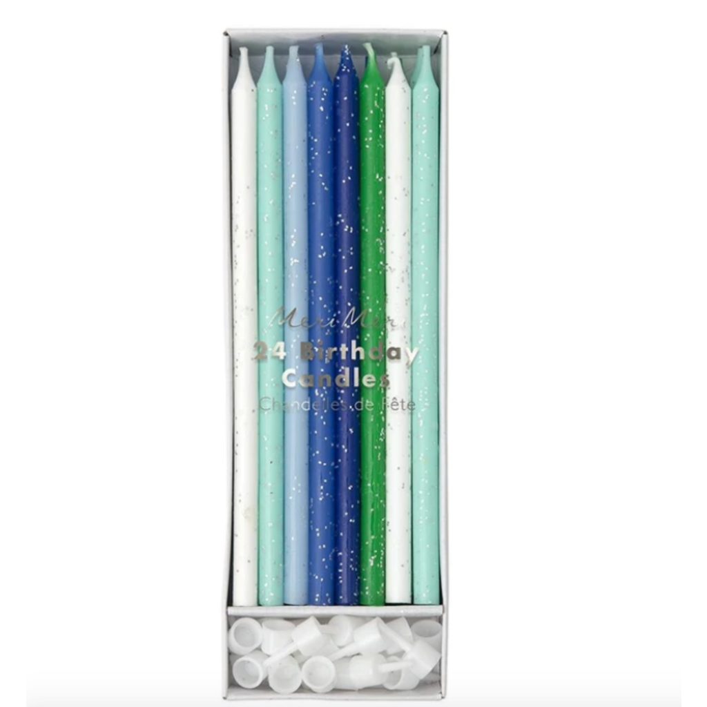 Blue & Green Glitter Candles