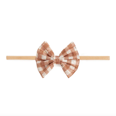 Gingham Printed Tulle Bow Baby Headband