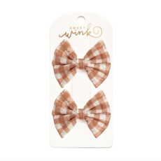 Gingham Printed Tulle Bow Clip Set