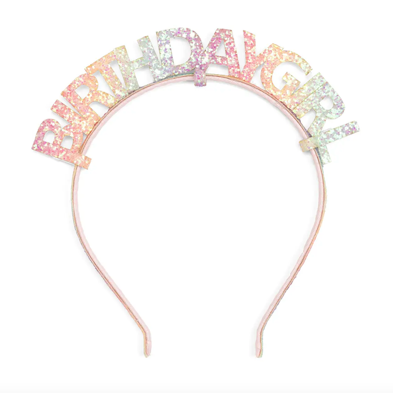 Pastel Rainbow Birthday Girl Headband