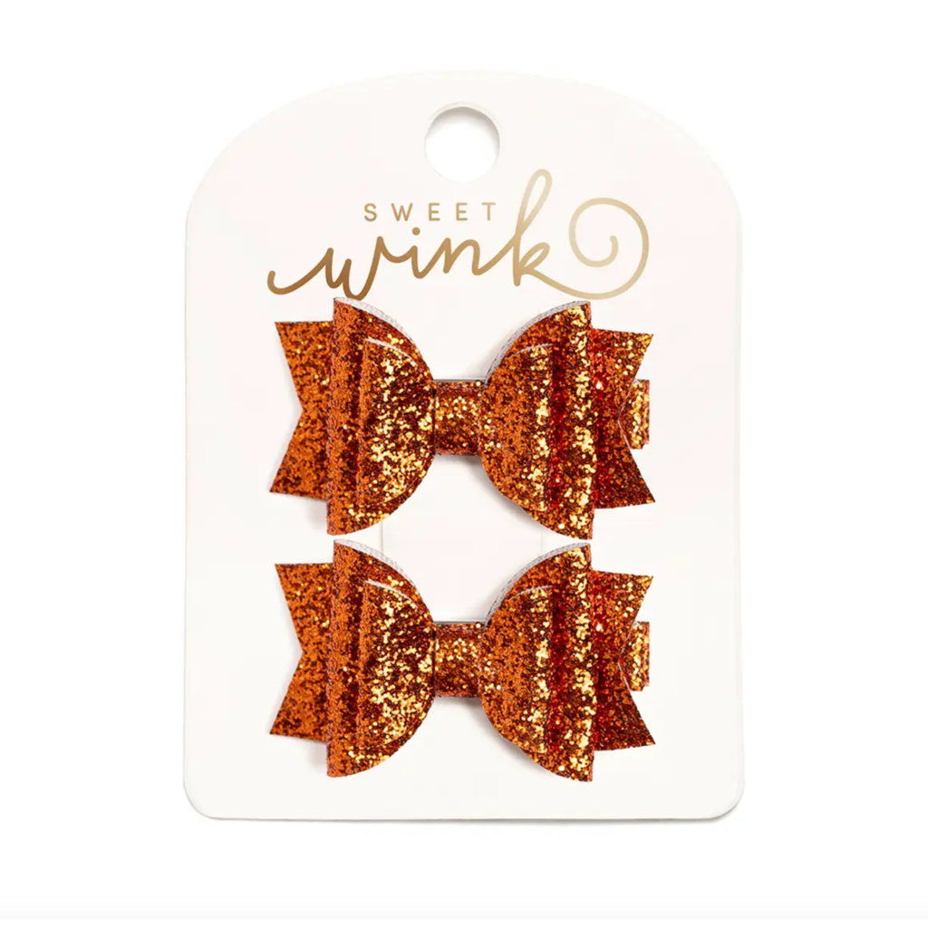 Spice Glitter Hair Bow Clips Set