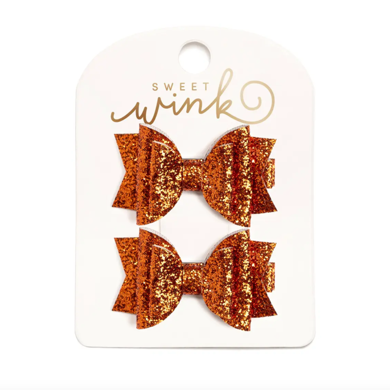 Spice Glitter Hair Bow Clips Set
