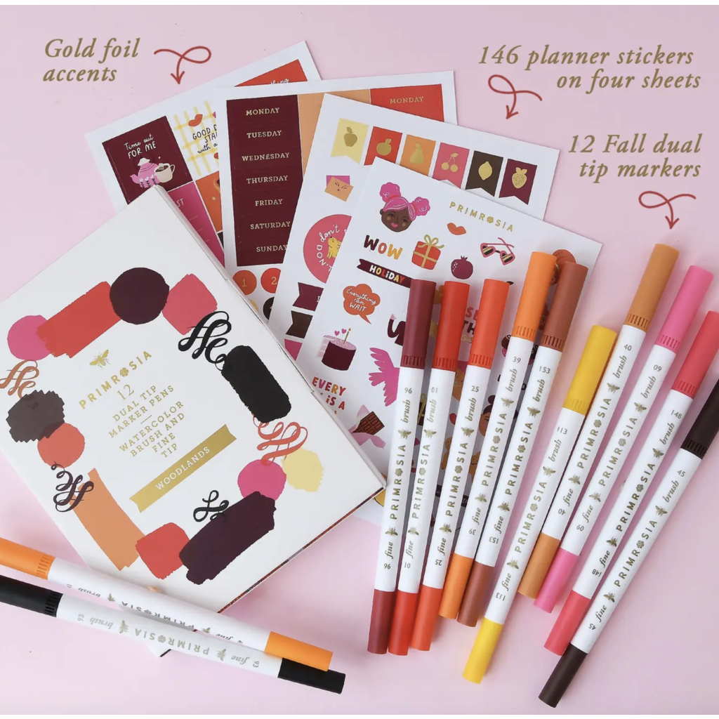 Woodlands Dual Tip Markers & Sticker Sheets