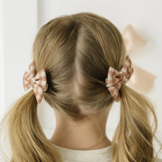 Gingham Printed Tulle Bow Clip Set