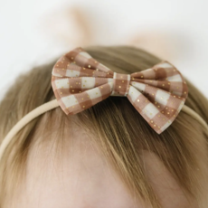 Gingham Printed Tulle Bow Baby Headband