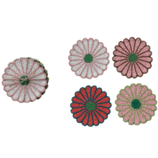 Glass Beaded Flower Shaped Coasters Set of 4