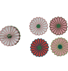 Glass Beaded Flower Shaped Coasters Set of 4