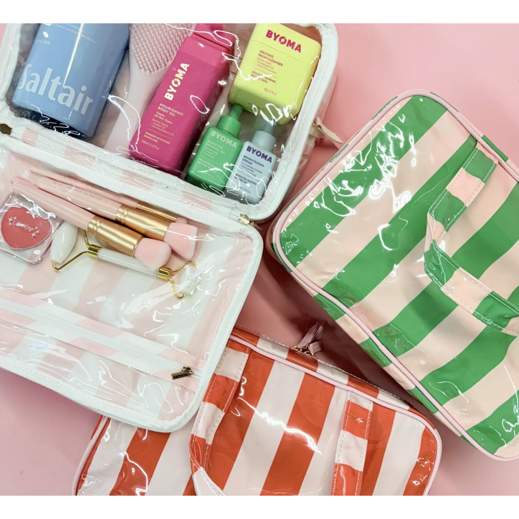 Colorful Stripe Wipeable Travel Cosmetic Case