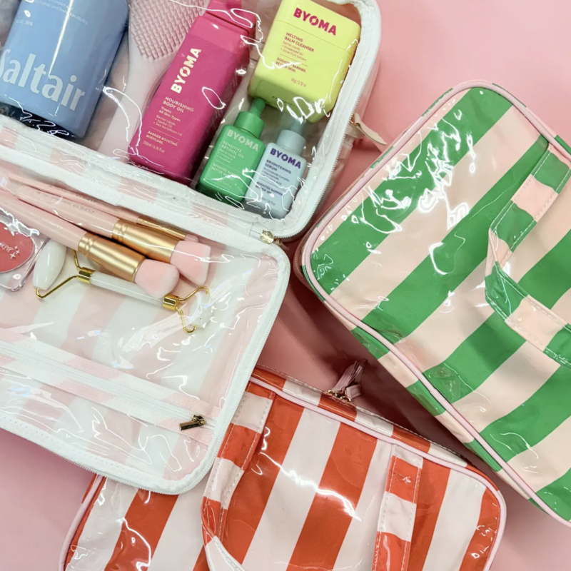 Gloss & Go - Colorful Stripe Wipeable Travel Cosmetic Case
