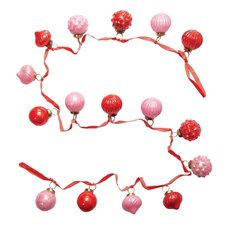 Embossed Recycled Mercury Glass Ornament Garland with Velvet Ribbon