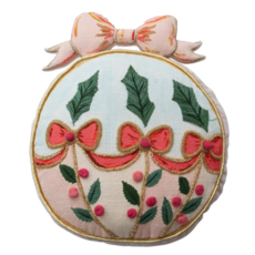 Ornament Shaped Pillow with Embroidery & Velvet Back