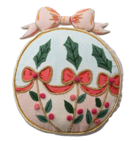 Ornament Shaped Pillow with Embroidery & Velvet Back