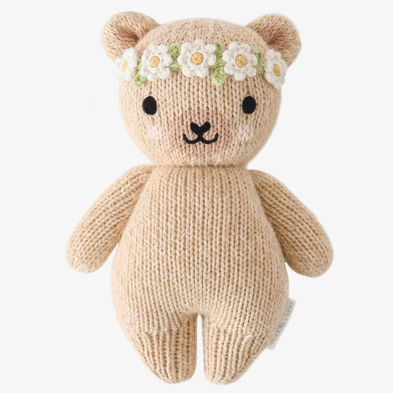 Ivory Floral Baby Honey Bear