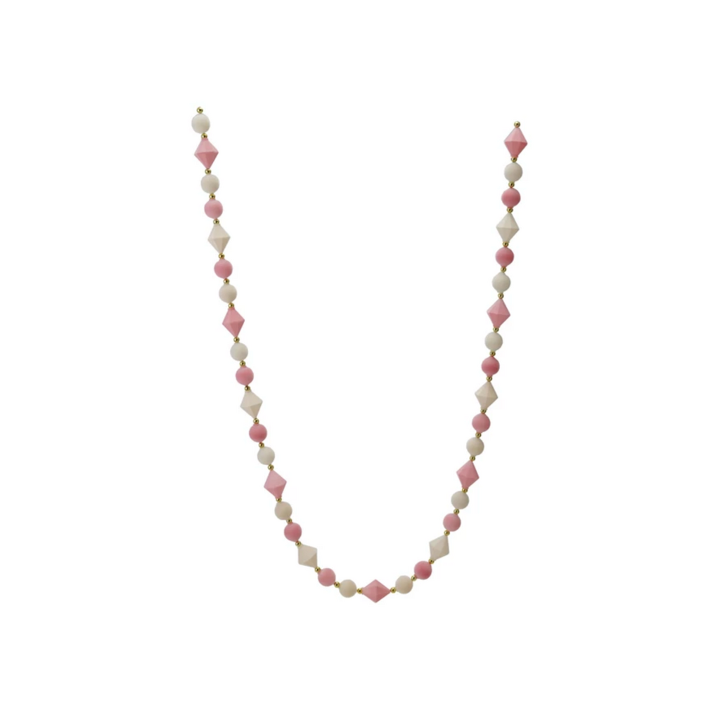 Flocked Glass Ornament Garland - Gold, Pink & Cream