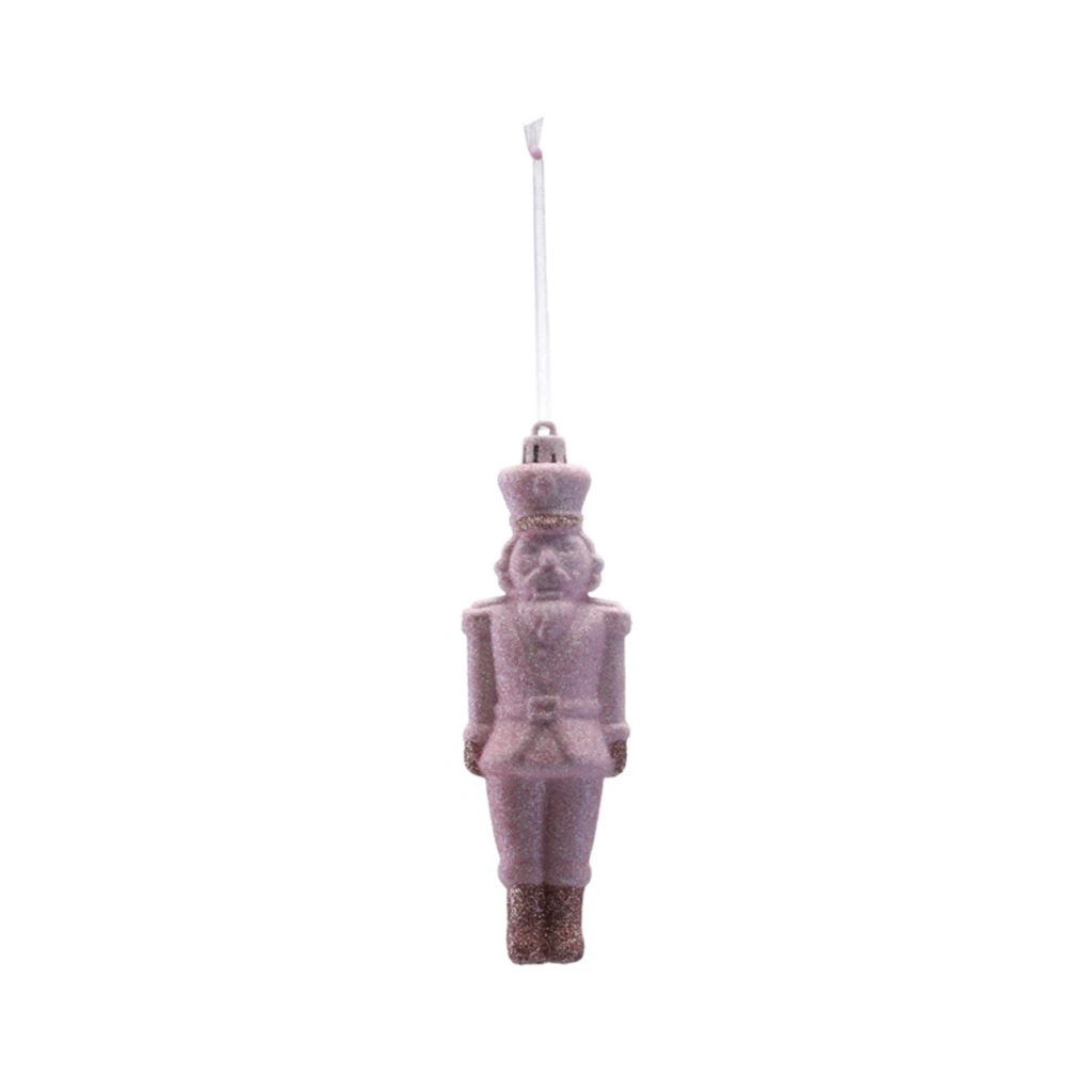 Plastic Soldier Ornament Pink Glitter