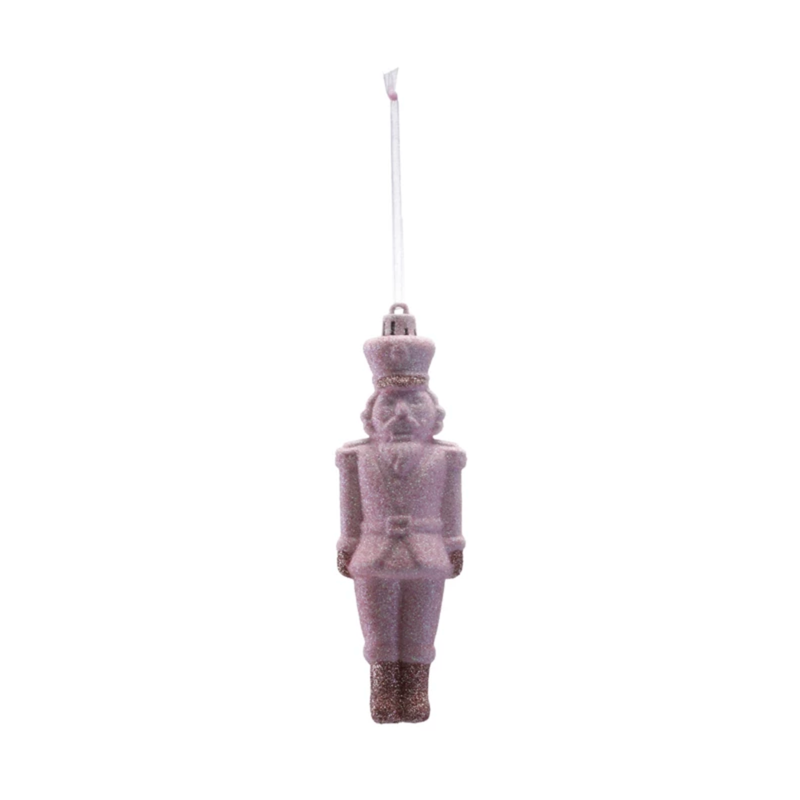 Plastic Soldier Ornament Pink Glitter