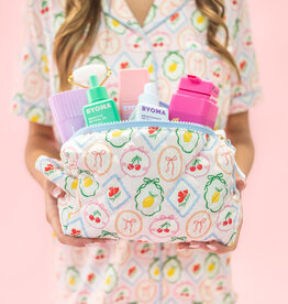 Quilted Cosmetic Pouch with Side Handle - Fruit Cocktail