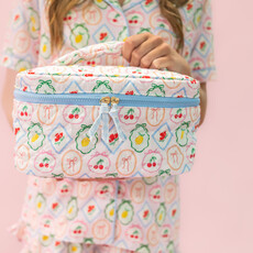 Quilted Cosmetic Bag with Top Handle - Fruit Cocktail