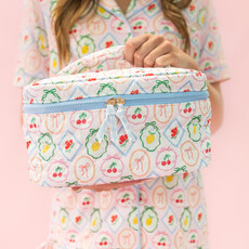 Quilted Cosmetic Bag with Top Handle - Fruit Cocktail