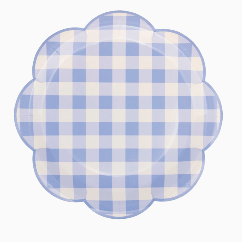 Blue Gingham Paper Plate