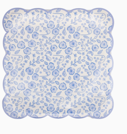 Blue Floral Paper Plate
