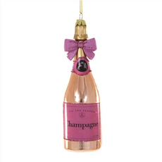 Champagne with Pink Bow Ornament