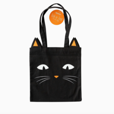 Black Cat Canvas Trick or Treat Bag
