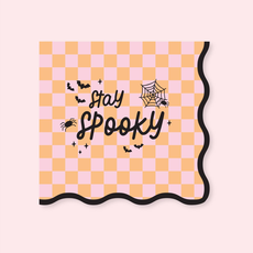 Stay Spooky Checkered Wavy Napkins