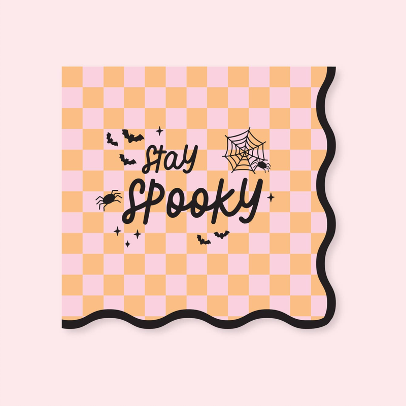Stay Spooky Checkered Wavy Napkins