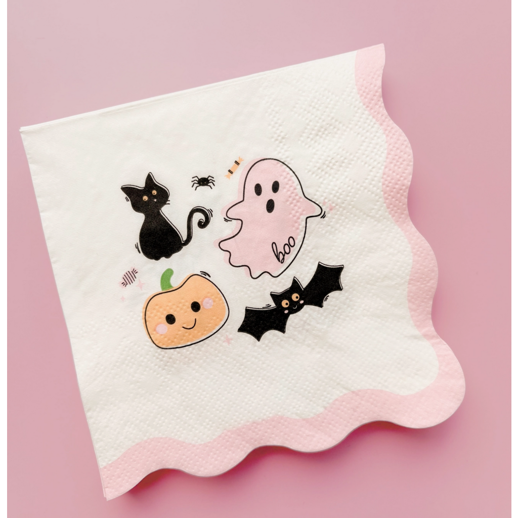Boo Crew Wavy Halloween Cocktail Beverage Napkins