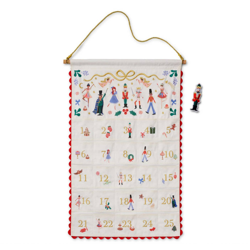 Nutcracker Embroidered Hanging Advent Calendar