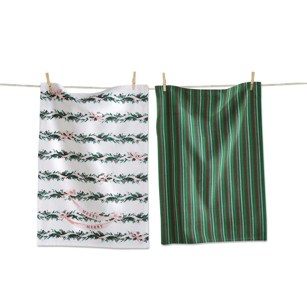 Very Merry Garland Dishtowel - Set of 2