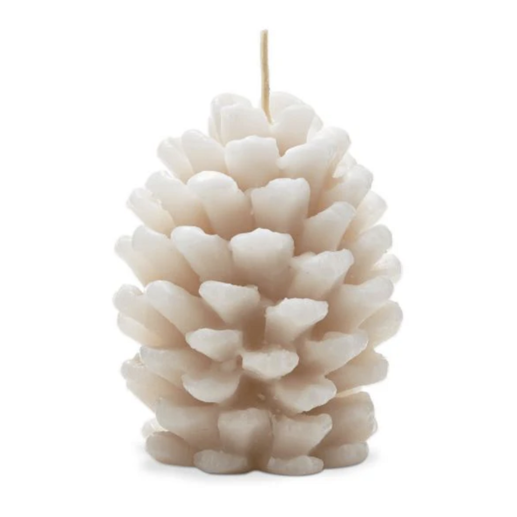 Ivory Frosted Pine Cone Candle