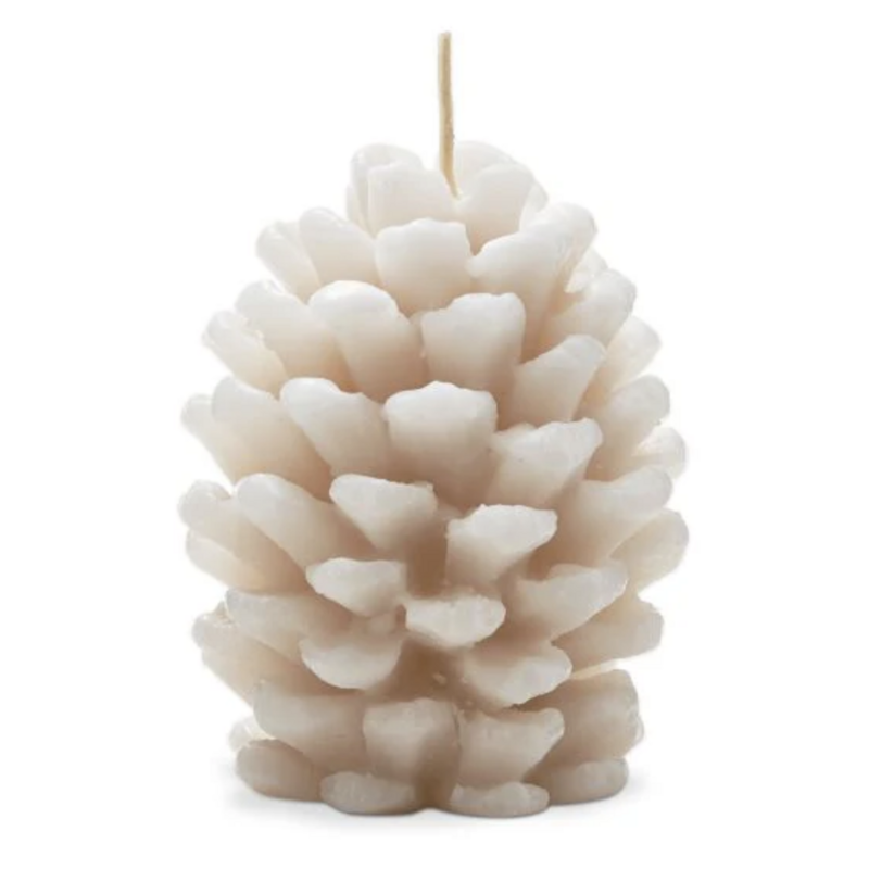 Ivory Frosted Pine Cone Candle