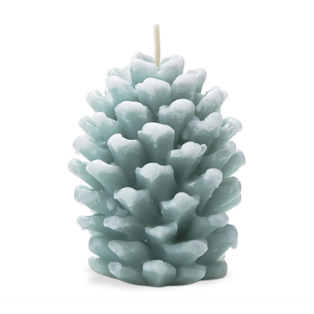 Aqua Frosted Pine Cone Candle