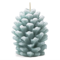 Aqua Frosted Pine Cone Candle