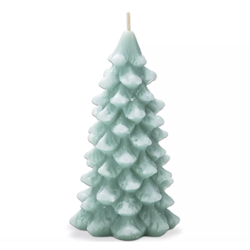Aqua Frosted Pine Tree Candle