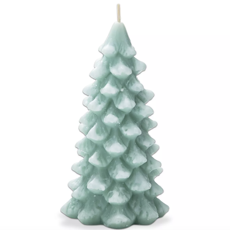 Aqua Frosted Pine Tree Candle