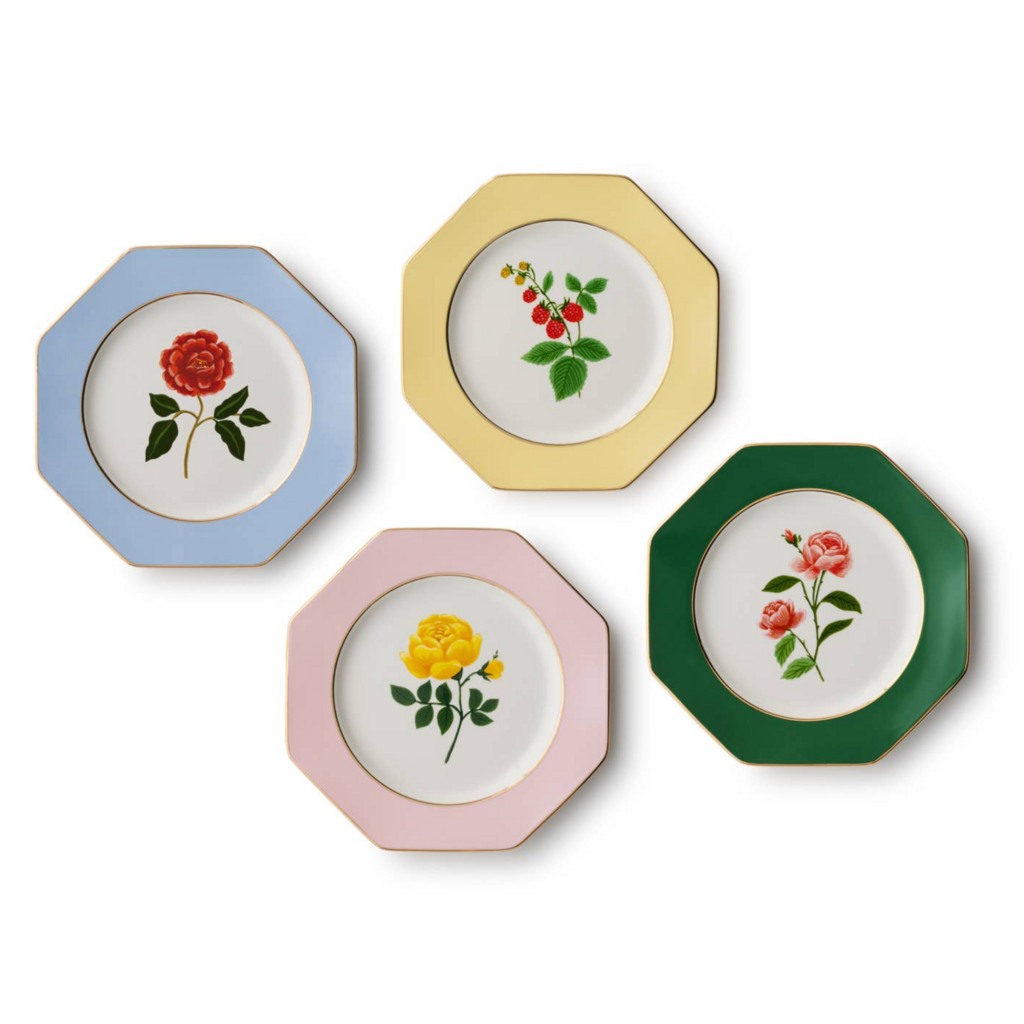 Roses Porcelain Dessert Plate Set