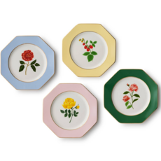 Roses Porcelain Dessert Plate Set