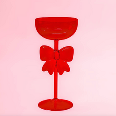 Bow & Bubbly Red Holiday Coupe & Wine Glass