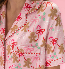Gingerbread Bows & Christmas Sweets PInk Pajama Set