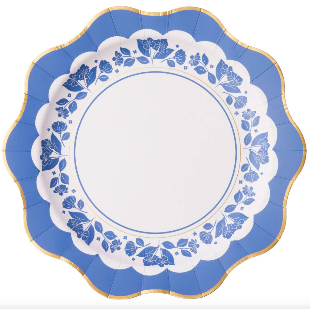 Belle Blue Elegant Floral Dinner Plates