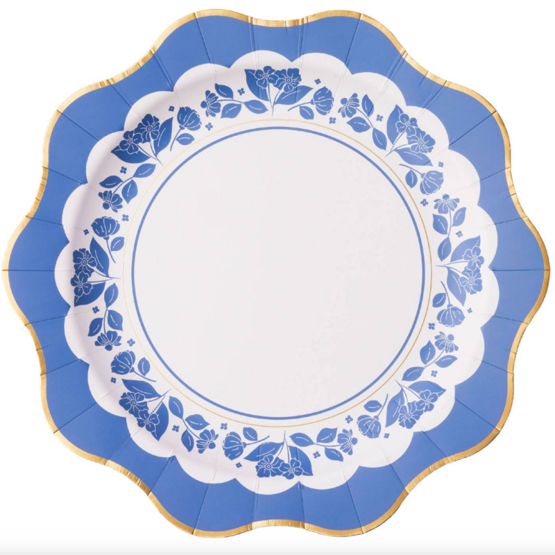 Belle Blue Elegant Floral Dinner Plates