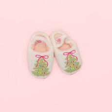 Pink Bow Christmas Tree Slippers - Toddler & Kids