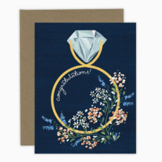Engagement Ring Navy Floral Card