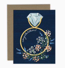 Engagement Ring Navy Floral Card